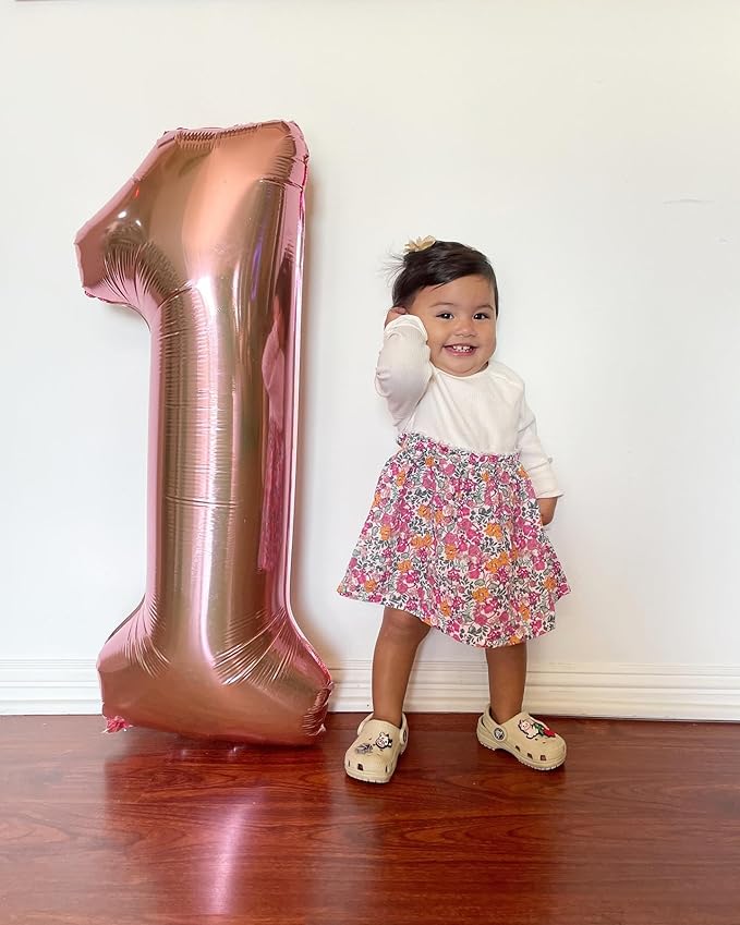 Rose Gold Number 7 Balloon 40 Inch, 7 Balloon Number, 7th Birthday Decorations, Rose Gold Party Supplies for Boys Girls