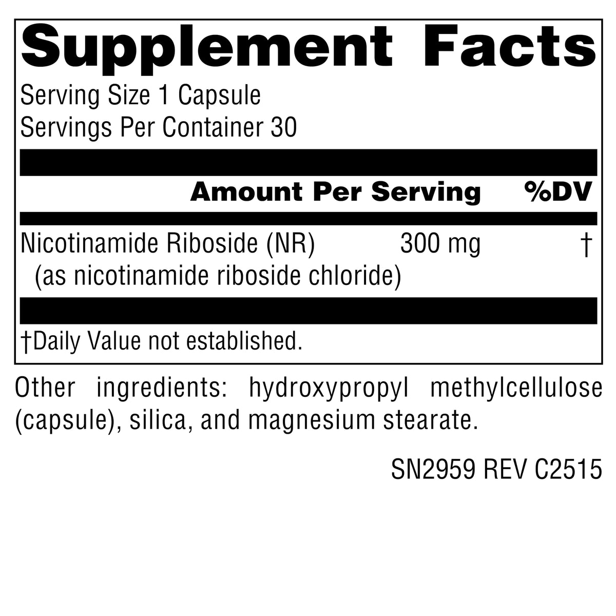 Source Naturals NR, Nicotinamide Riboside, Vegan Dietary Supplement for Mitochondria, Healthy Aging, Cells & Energy*, Premier Fuel for NAD+ Levels, 300 mg - 30 Vegan Capsules