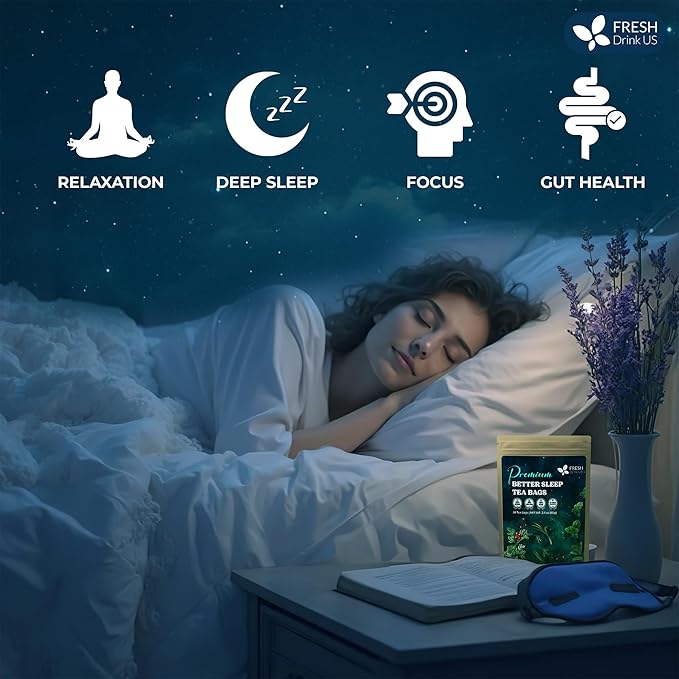 FreshDrinkUS, Premium 135 Tea Bags Better Sleep Herbal Tea | Caffeine-Free Loose Leaf Blend with Spearmint Leaves, Lemongrass Leaves, and Hawthorn Berry – Naturally Refreshing and Aromatic.