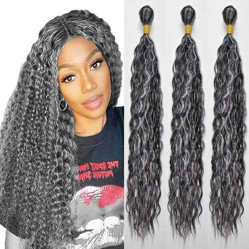 Condescension Bundles Human Hair 16 18 20" inch Jerry Curly Human Hair Bundles Highlight Grey Unprocessed Quick Weave Hair for Black Women
