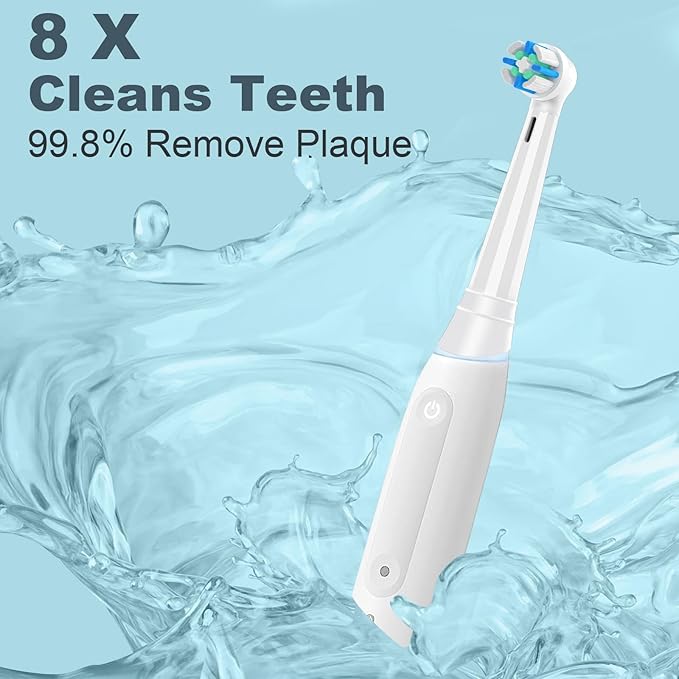 8 Count IO Replacement Heads Compatible with Oral B IO 2/3/4/5/6/7/8/9/10 Series Electric Toothbrushes, Medium Softness Brush Heads Compatible with Oral B iO for Teeth and Gums Care (White)