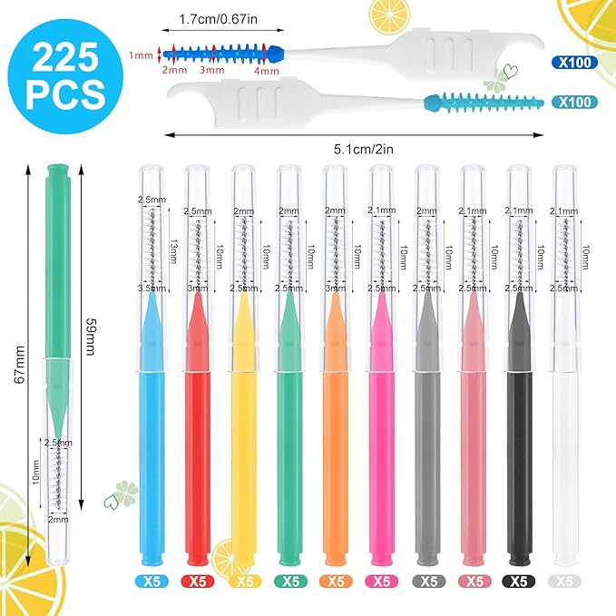 355 Pieces Braces Flossers for Braces, Interdental Brush Soft Dental Floss Picks Braces Cleaning Kit Toothpick Dental Brush Braces Teeth Flossers Brushes for Tooth Cleaner(Multiple Sizes)