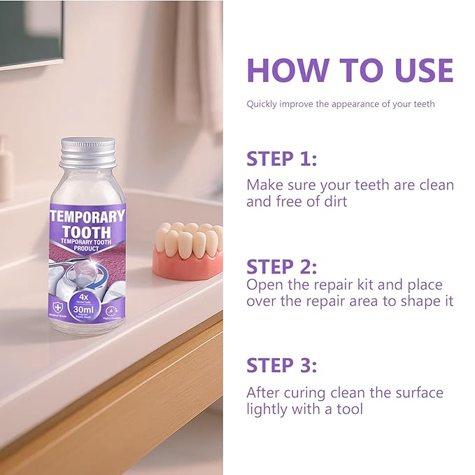 Temporary Tooth Repair Kit - Moldable Teeth-Filling Repair Kit, DIY at Home, With 4 Shaping Tools
