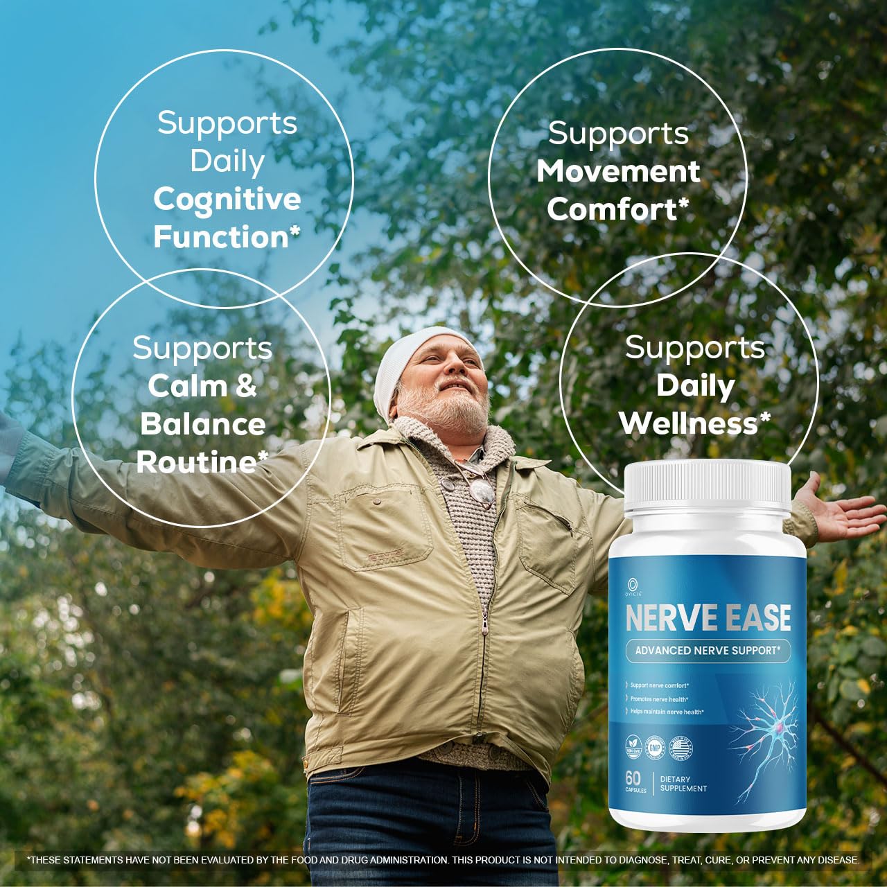 (3 Pack) Nerve Ease Capsules - Nerve Ease Advanced Nerve Support Pills, NerveEase Support Maximum Strength All Natural Premium Formula for Overall Health & Wellness, 180 Capsules for 3 Months