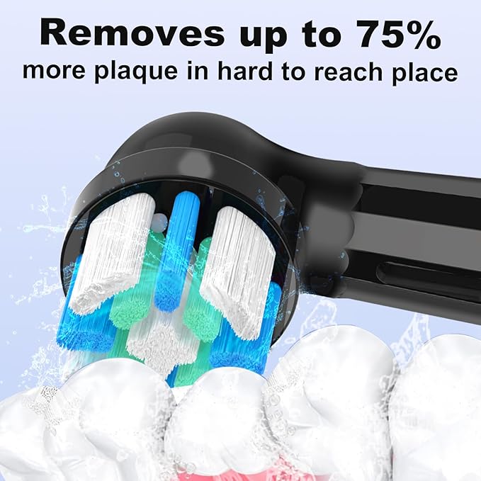 IO Replacement Heads Compatible with Oral B IO 2/3/4/5/6/7/8/9/10/Deep Clean Electric Toothbrushes, Brush Heads Compatible with Oral B IO with Medium Bristles (12 Black/White)