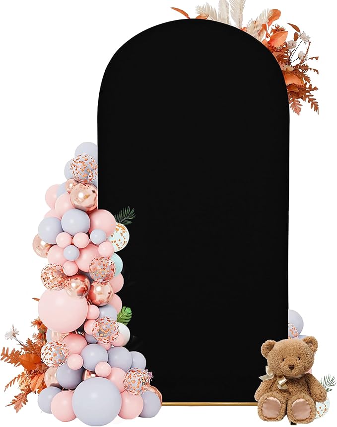 Arch Covers,Arch Backdrop Stand Fitted Cover for Wedding Birthday Party Ceremony Banquet Decoration(6.6FT,Black,Cover Only)