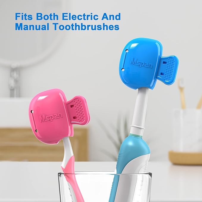 Mspan Toothbrush Protector Clip Pod: Tooth Brush Head Pods Compatible with Oral-B Philips Colgate for Manual & Electric Toothbrush - 2 Packs