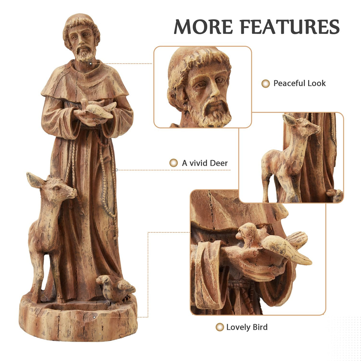 DSNAPE St Francis Garden Statue Bird Feeder 25" H Catholic Outdoor Statues