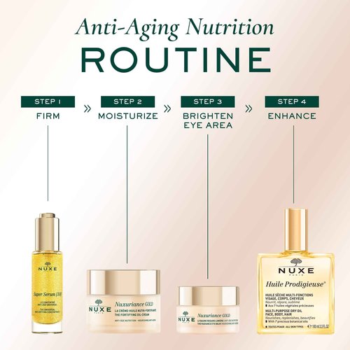 Nuxe Nuxuriance Gold Radiance Eye Balm, Anti-Aging, Firming Eye Contour Hydration with Hyaluronic Acid & Botanical Extracts, 0.51 Fl Oz
