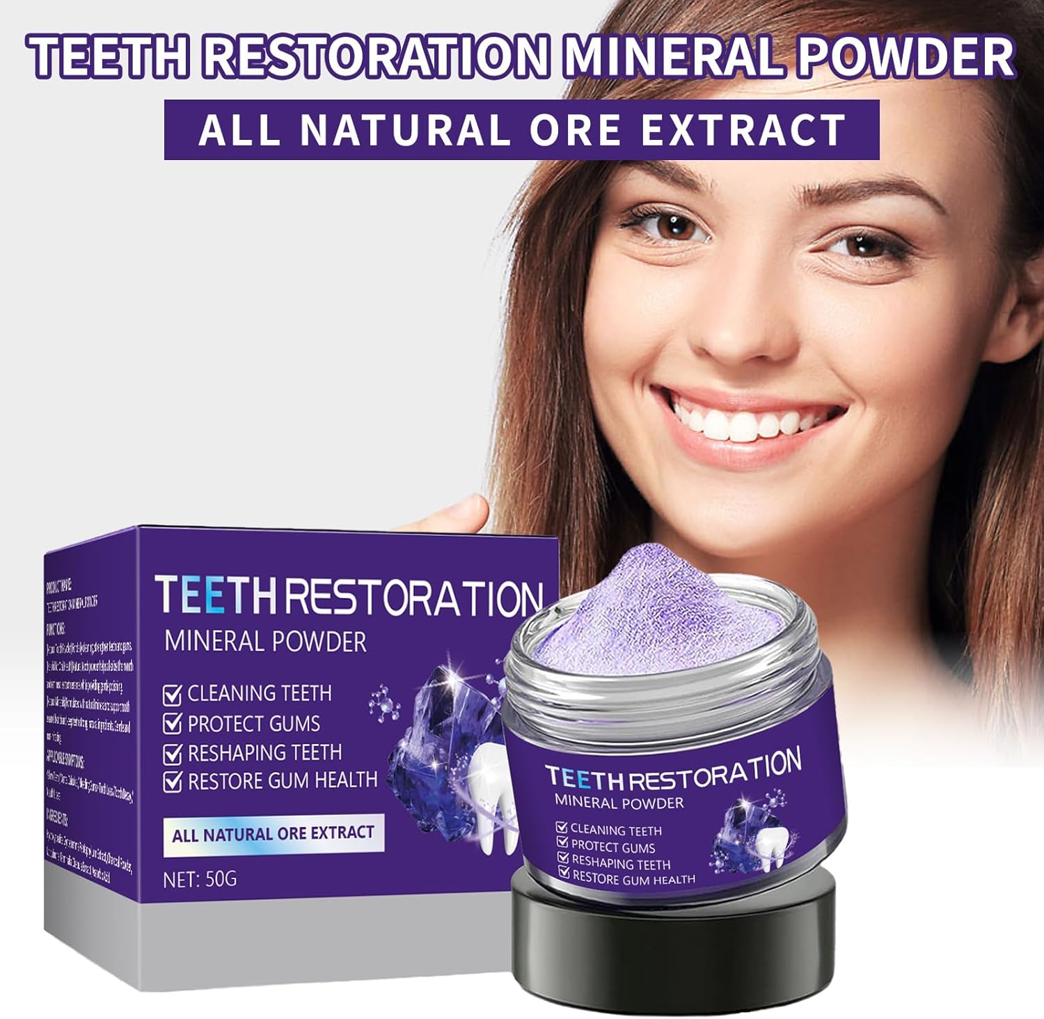 BBOJI Teeth Restoration Mineral Powder, Advanced Tooth Restoration Powder - Effective in Strengthening Teeth and Gums, Protect Gums and Freshen Breath (1 Pack)