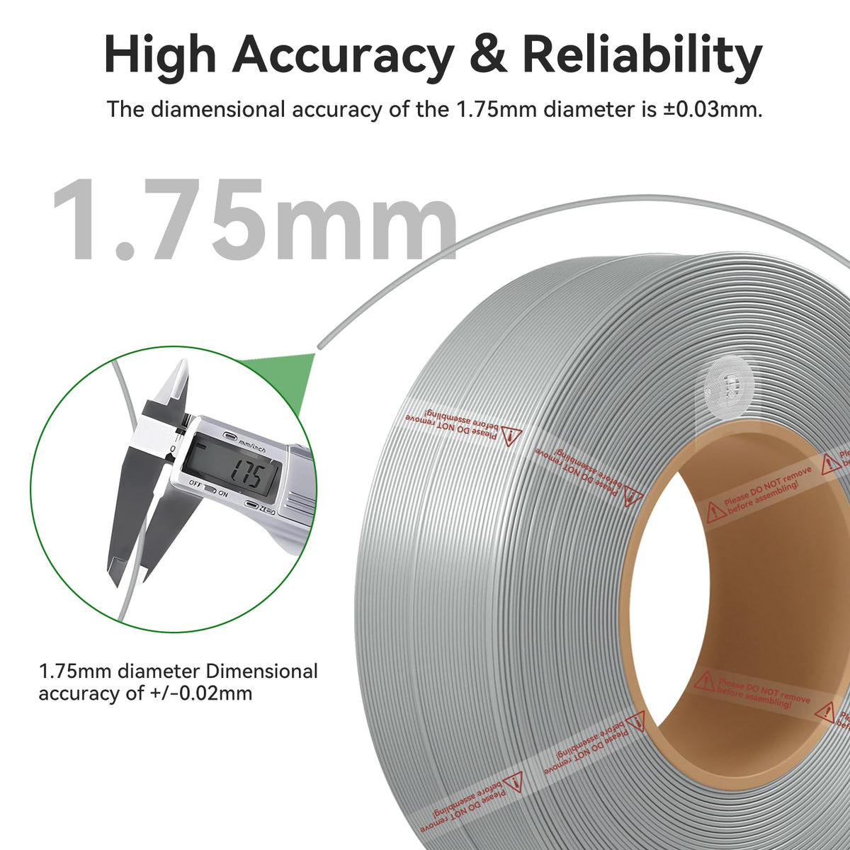 Bamboo PLA Basic Refill Filament 1.75mm 1 KG (2.2lbs) with RFID for Bambu Lab A1/X1/P1 Series 3D Printers,Easy to Print, 3D Printing Filament,No Spool, +/- 0.03mm (Blue Grey 10602)