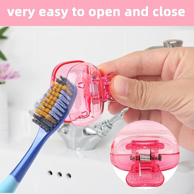 6 Pack Toothbrush Covers Portable Toothbrush Protector Coverings Clips Tooth Brush Storage Head Cover Cap for Kids Bathroom Home Travel Tooth Brush Case