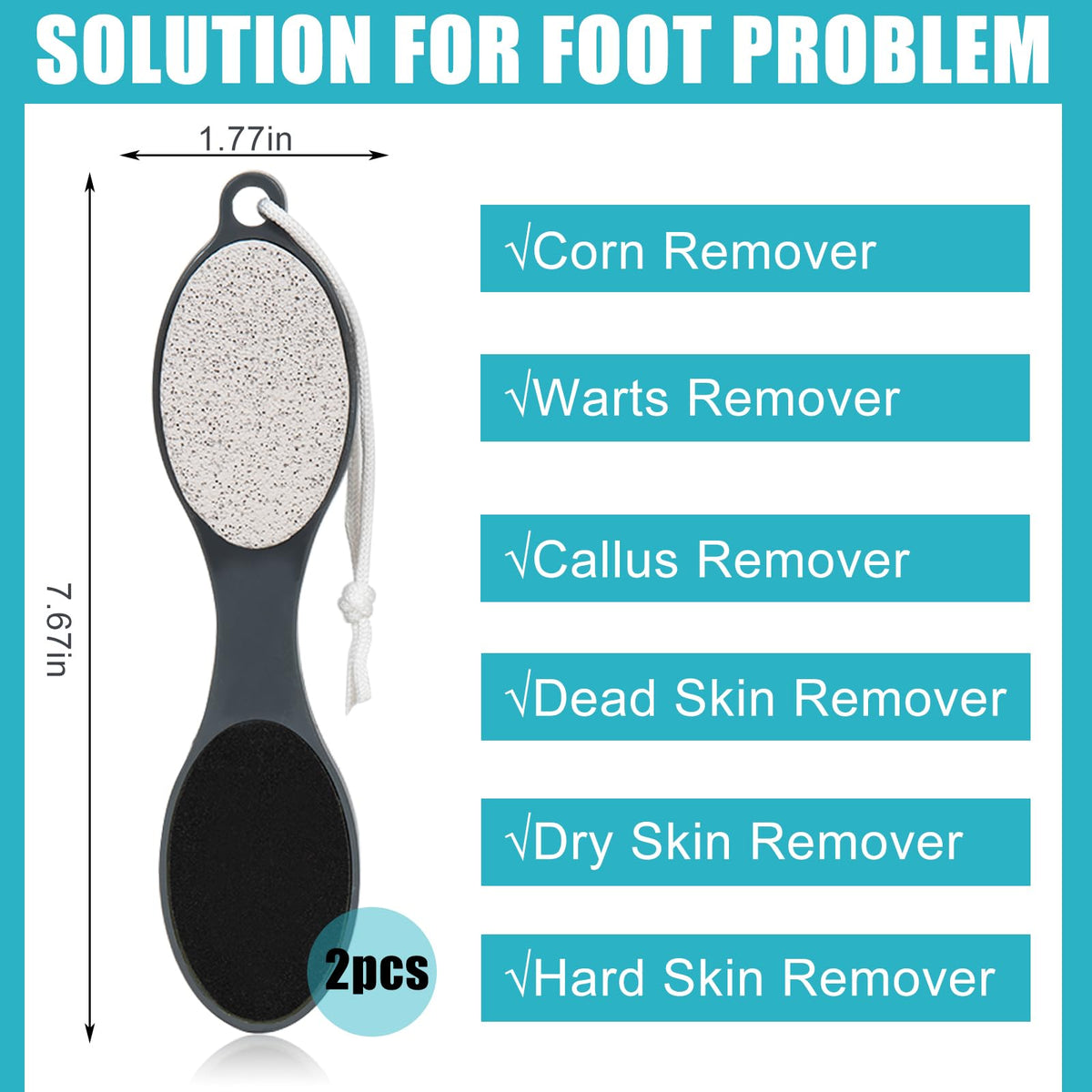 Yclin Foot File Callus Remover-3 Pcs 4 in 1 Foot Scrubber Dead Skin Remover for Feet,Pumice Stone, Foot Rasp and Sand Paper for Home Foot Care,Foot Brush for Shower (Grey Pedicure Foot File)