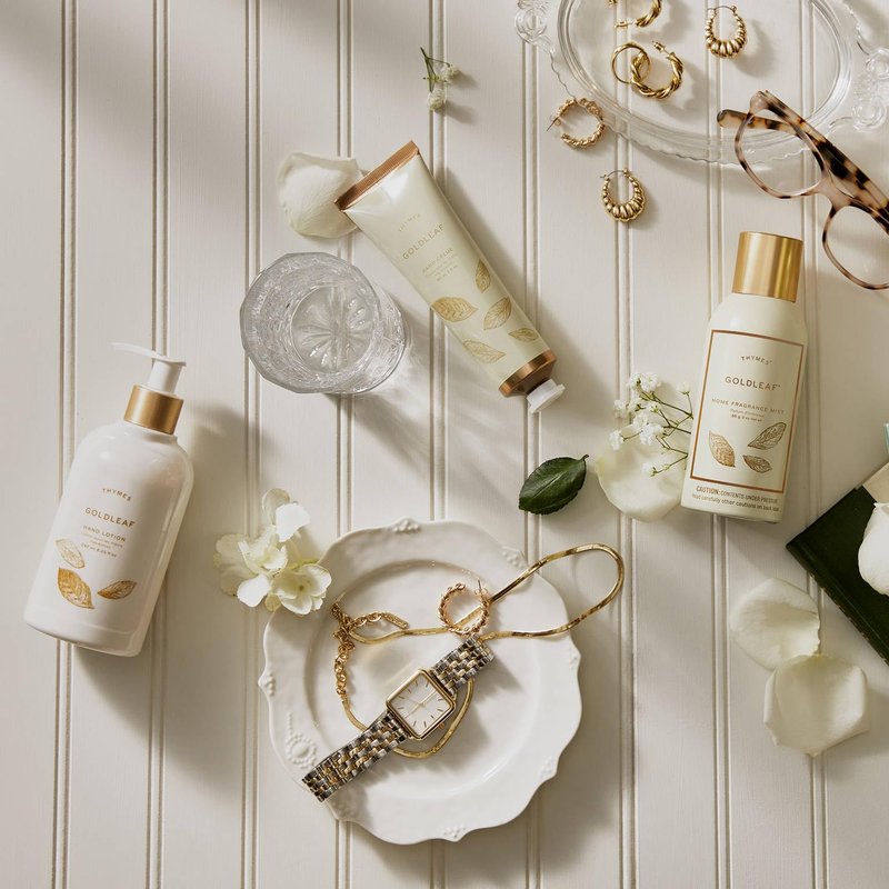 Thymes Goldleaf Perfumed Body Crème - Moisturizing Body Cream - Shea Butter Body Lotion with Vitamin E, jojoba Oil, and Honey for Skin Care Routine - Body and Hand Lotion for Women & Men (9.25 fl oz)