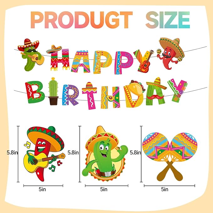 Mexican Fiesta Birthday Decorations, Colorful Mexican Banner Cinco De Mayo Garlands Hanging Swirls Decor for Mexico Carnival Taco Birthday Party Supplies (Fiesta)