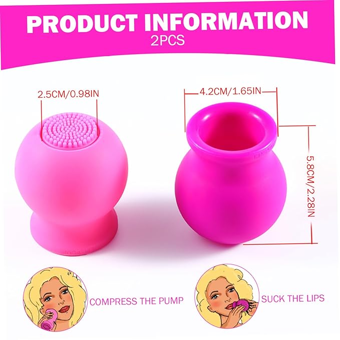 Lip Plumper, 2Pcs Lip Plumper Device, Soft Silicone Tool, Clean & Massage Facial Cleansing Brush, Multi-Use Face Care for Women