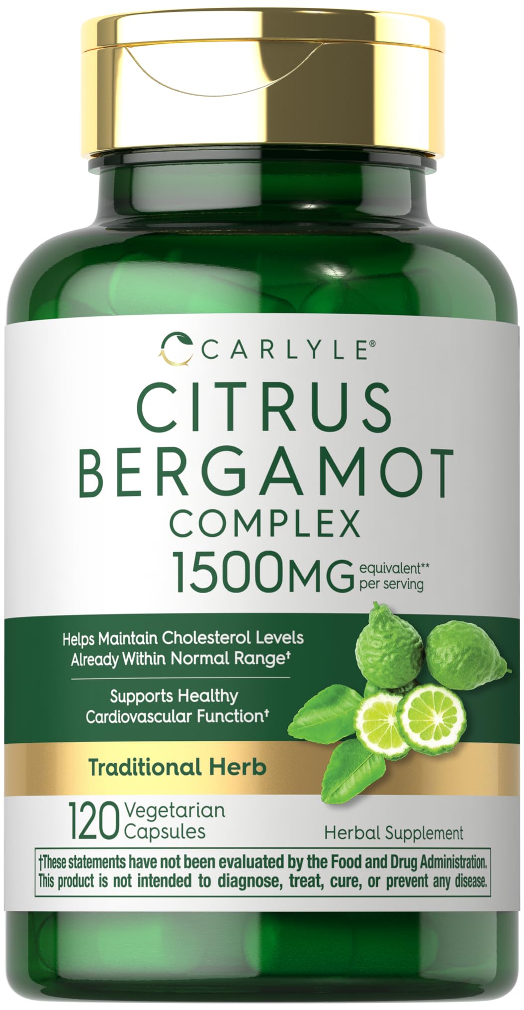 Carlyle Citrus Bergamot Supplement | 120 Capsules | Vegetarian, Non-GMO and Gluten Free Complex Extract Formula