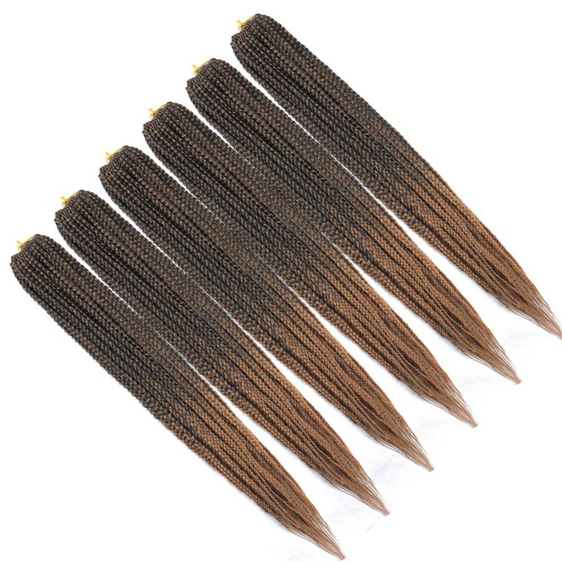Mayloss 6 Packs/Lot (14/18/24/30) inch 1cm 20 Strands/Pack Thin 3X Box Braid Crochet Hair Extensionin Diameter 3X Synthetic Braid Hair Extensions Crochet Braids Hair Color(30Inch T1B/27)