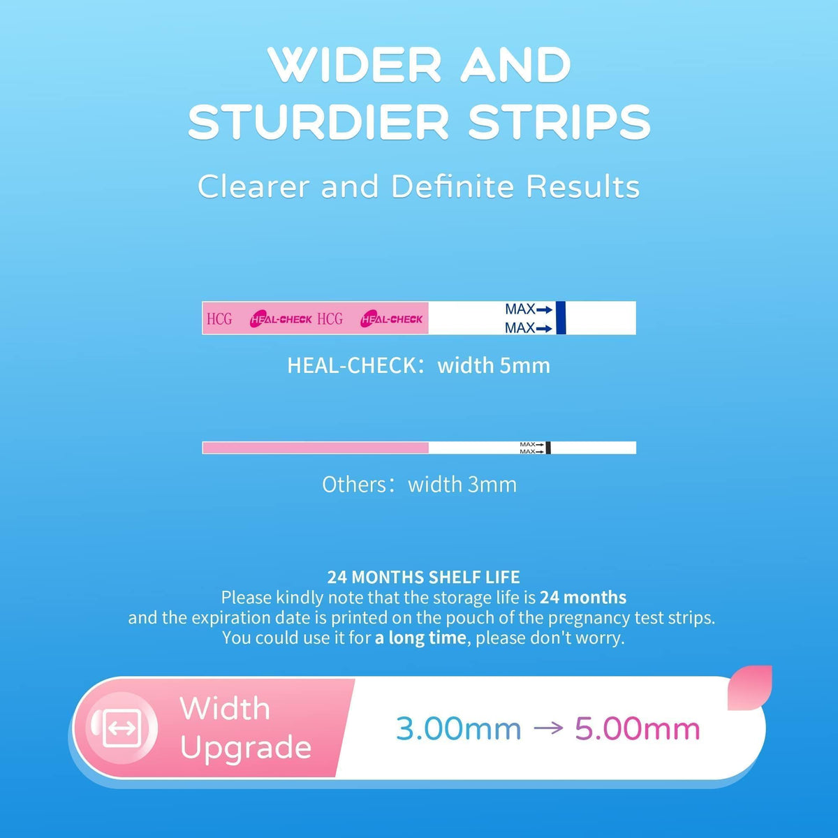 HEAL-CHECK 50 Count Pregnancy Tests with Cups, Bulk Pregnancy Test Strips for Detection at Home, Over 99% Accuracy, Individually Wrapped Fertility Tests, Extra-Wide 5mm HCG Tests, Pruebas De Embarazo