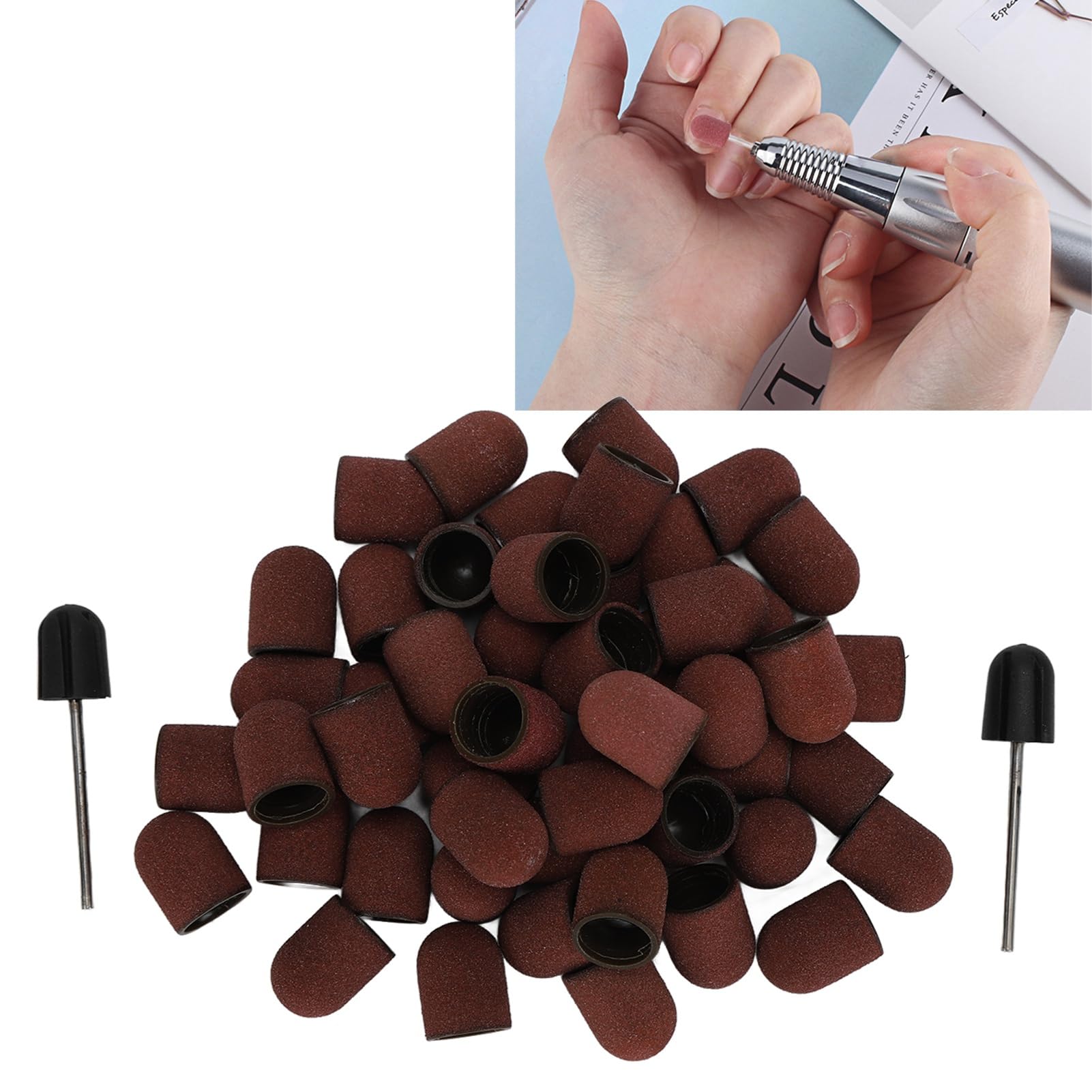 50PCS Nail Drill Bit Set - Sanding Bands for Nails, Professional Polish & Trim, Easy to Use, Compatible with Nail Drill, 20x16mm Size