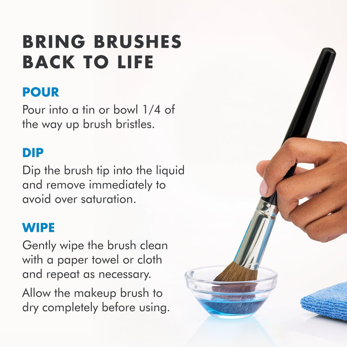 Cinema Secrets Original Blue Vanilla Makeup Brush Cleaner Solution & Spray Combo - Professional Cleanser for Makeup Brushes - Quick-Drying & Rinse-Free - Removes Built-Up Make Up (16 fl oz & 2 fl oz)