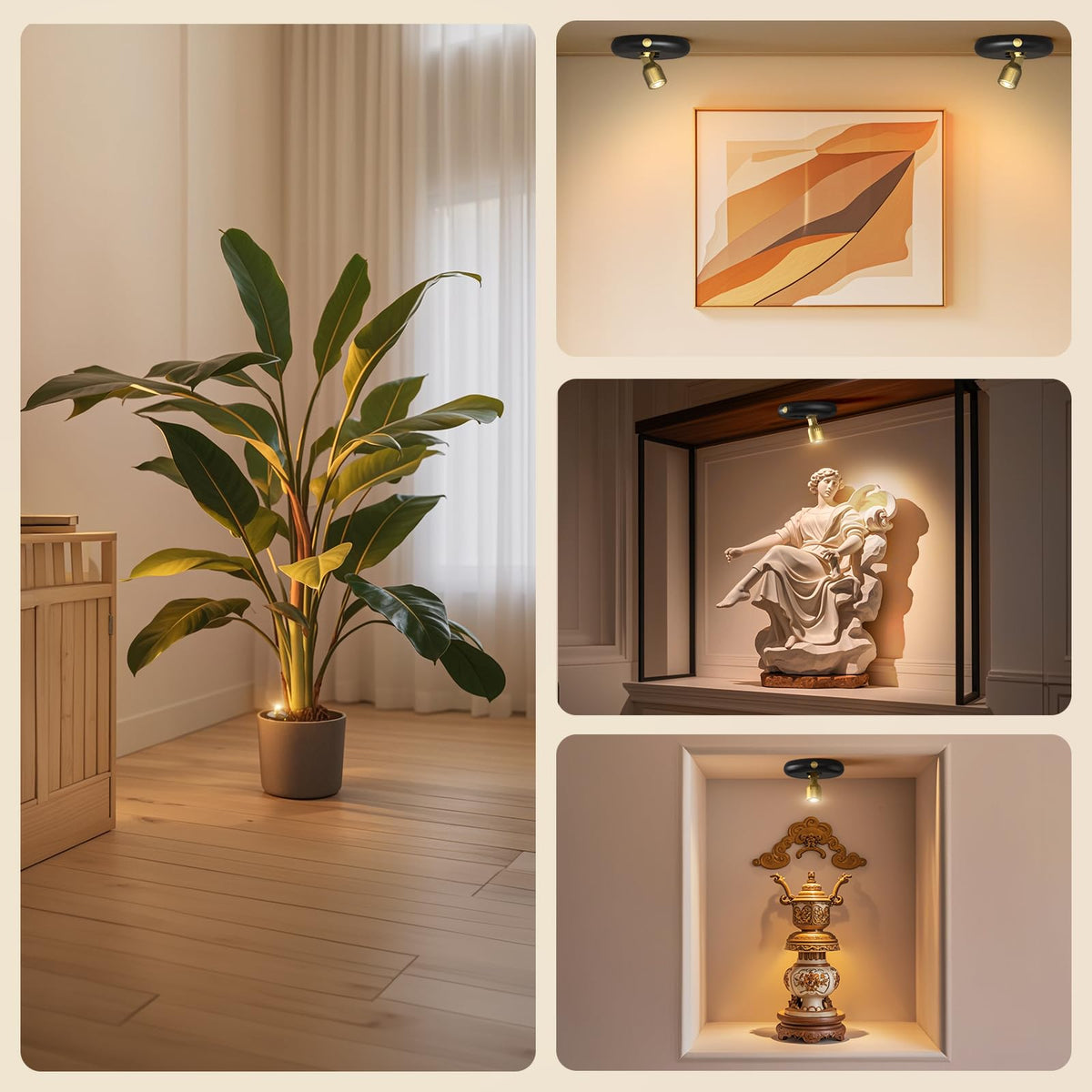 Ler0ktr Rechargeable Battery LED Spotlight Indoor: Wireless Mini Art Accent Spot Lights with Timer Remote - Small Dimmable Uplight for Plants Display Painting Dartboard Artwork Portrait Closet
