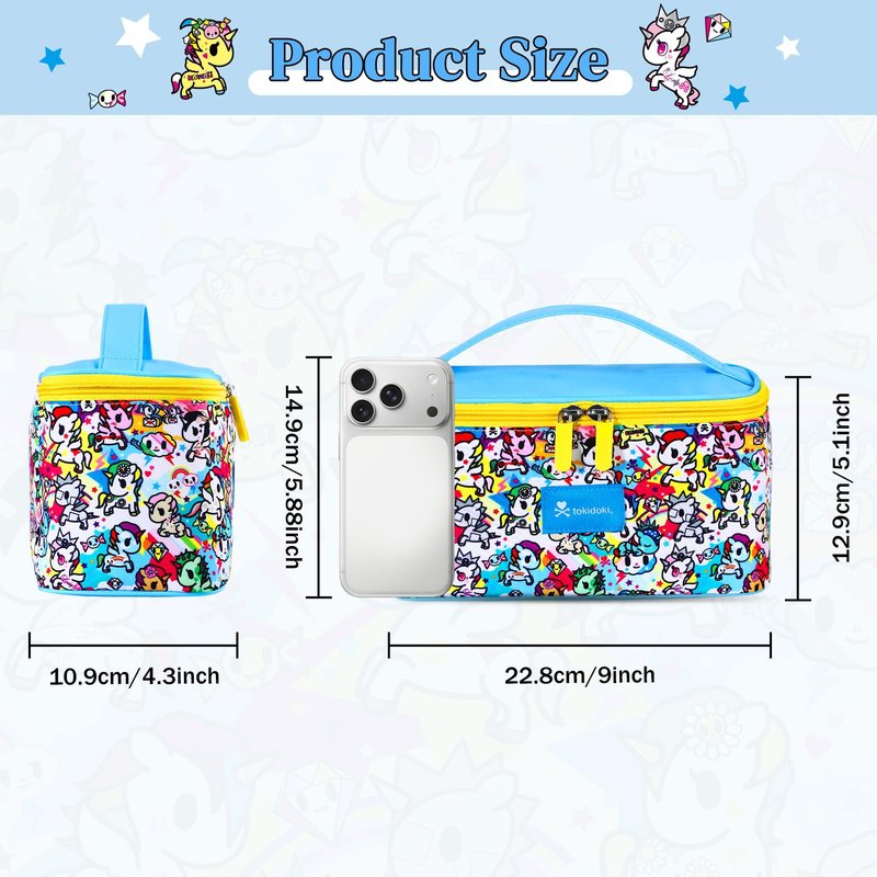 Tokidoki Official Unicorno Makeup Bag Cute Cosmetic Bag Large Capacity Travel Makeup Case Portable Organizer Toiletry Bag for Women Traveling with Handle (Pink)