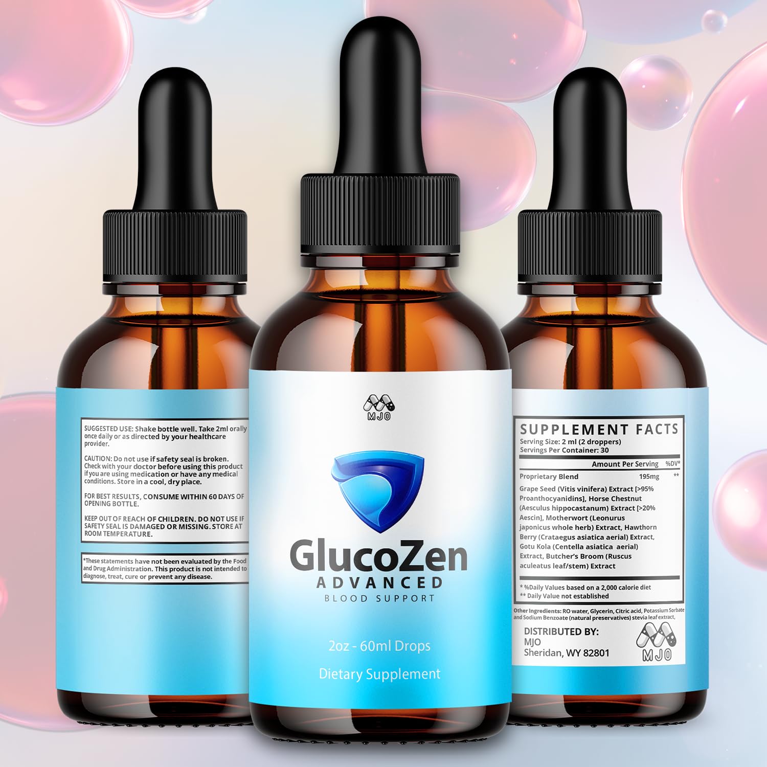 (2 Pack) Glucozen Drops, Official GlucoZen Support with All Natural Ingredients, Advanced Glucozen Drops Health & Wellness Supplement Formula with Maximum Strength Multivitamins (60 Servings)