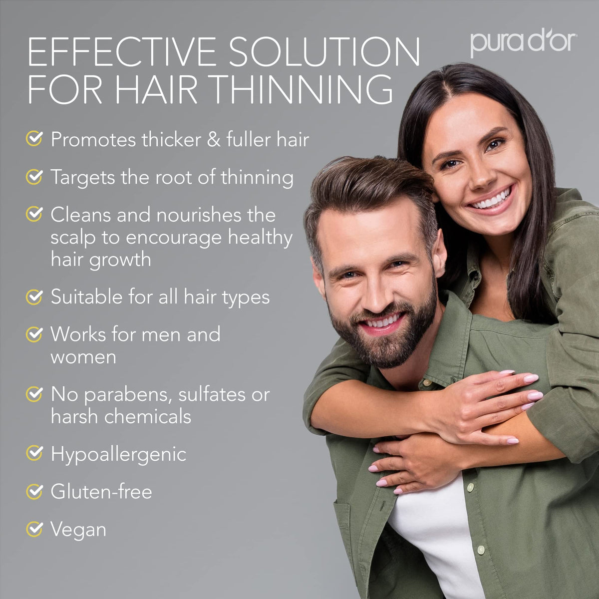 PURA D'OR Anti-Thinning Biotin Shampoo & Hair Regrowth Conditioner, CLINICALLY TESTED Effective Results, Thickening Herbal Blend For Women & Men, Original Gold Label Set, Natural Earthy Scent, 8oz x2