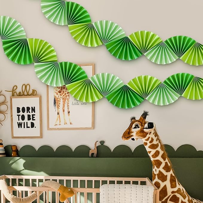 Green Paper Fan Garland - Paper Fan Garland Party Decorations - Perfect for Birthday Parties, Holiday Decorations, Family Gatherings, Weddings and More (Green)