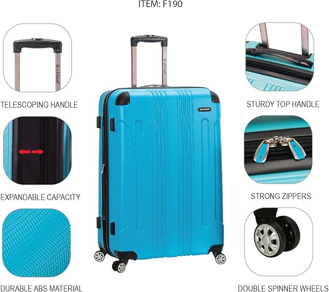 Rockland London Hardside Spinner Wheel Luggage, Purple, 3-Piece Set (20/24/28)