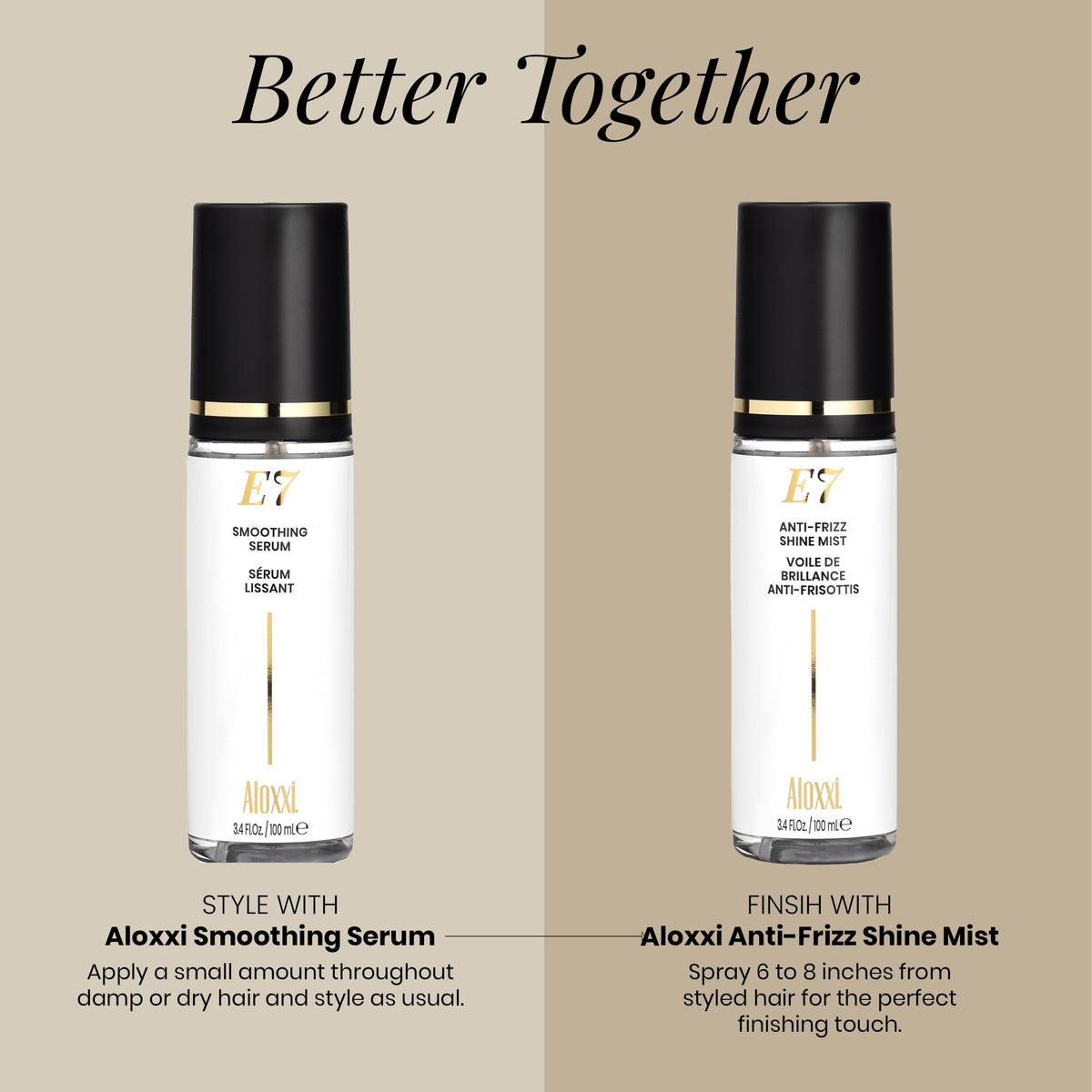 ALOXXI E7 Smoothing Serum, Lightweight Hair Serum with 7 Essential Oils, Smoothes, Strengthens & Adds Shine, for All Hair Types, 3.4 Fl Oz
