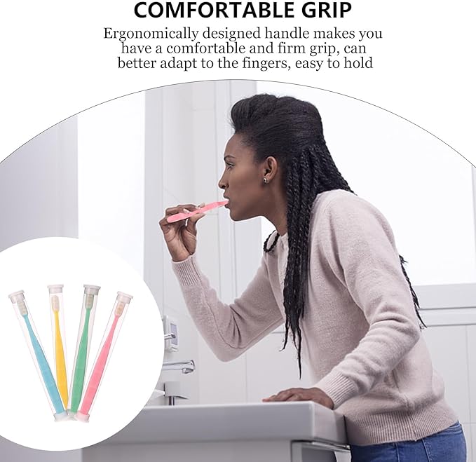 PartyKindom 4pcs Ultra Soft Manual Toothbrushes with Micro-Nano Bristles for Deep Gum Cleaning Sensitive Teeth Braces and Elderly Use for Travel and Daily Care