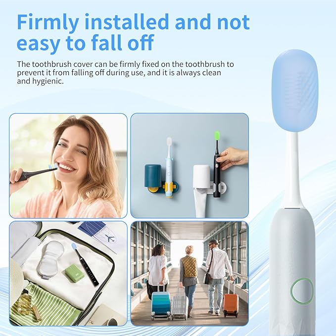 6 Pcs Toothbrush Covers Toothbrush Covers Caps，Replaceable Electric Toothbrush Head Cover Silicone Toothbrush Protector Cap for Household Travel, Bathroom, Gym，Camping
