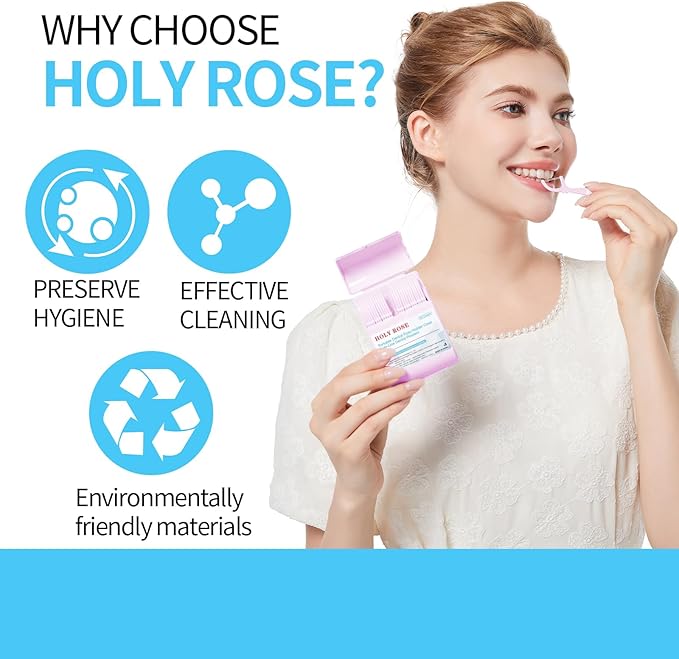 Holy Rose Pink Dental Floss Picks, 2 Packs Travel Cases with Twin Line Flosser 104 Count, Mint, Flossers Sticks Toothpicks is an Oral Care Tool for Clean and Fresh Teeth.