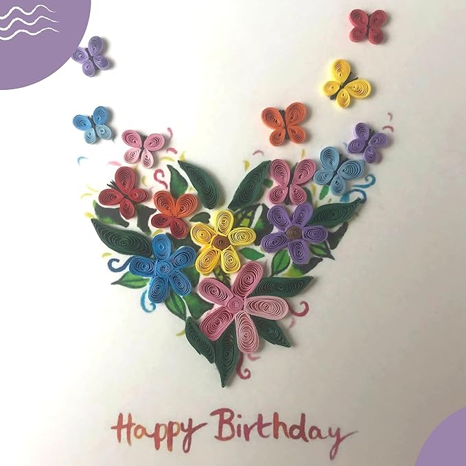 Quilling Card 3D Greeting Cards, handmade Quilling Cards birthday card, handcrafted cards for all occasions, Heart, tulip flower (Heart)