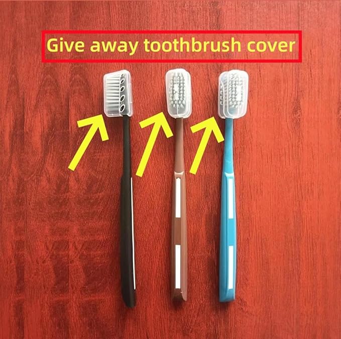 Adult Manual Hard-bristled Toothbrush with Cover, Wide Head Medium Size,for Cleaning Smoke Stain, Tartar, Coffee Stain, Tea Stain.【Hard Bristle Brown toothbrushes, 5 Count (Pack of 1)】