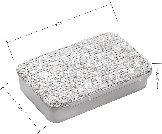 2pcs Dental Floss Holder Travel Bling Gum Container Small Metal Tin Box Case for Q-tip,Cotton Swab（Purple