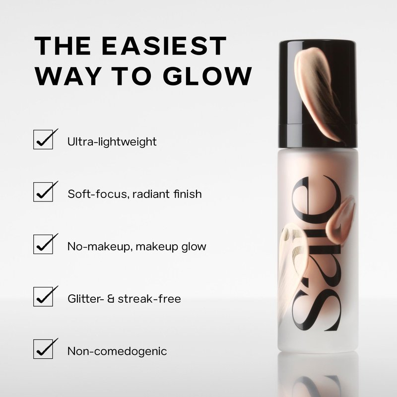 Saie Mini Glowy Super Gel - Hydrating Makeup Primer and Illuminating Glow Serum Enriched with Vitamin C and Squalane Oil - All-Over Liquid Highlighter Makeup for Instant Glass Skin - Starglow (0.5 oz)