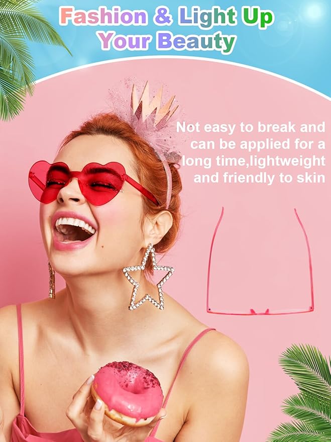 12 Pairs Heart Shaped Sunglasses for Women Colorful Glasses Fun Trendy Transparent Heart Sunglasses Party Favor (Assorted Colors) (Pack of 2)