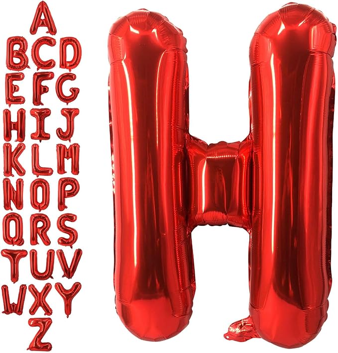 40 Inch Red Letter H Balloons, DIY Phrase Foil Alphabet Letter H Balloons DIY Word H Banner for Birthday Anniversary Celebration Graduation Party Supplies Decoration