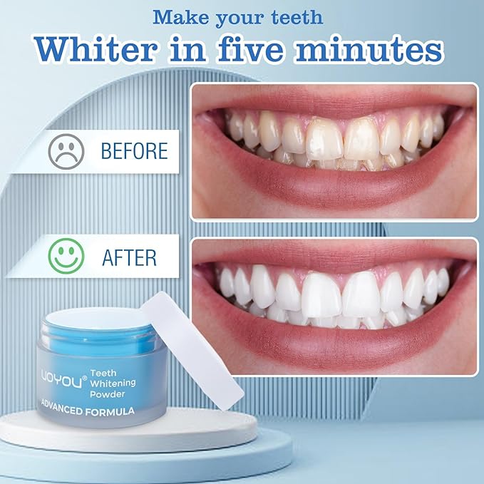 Teeth Whitening Powder, Dentist Approved-Repair Enamel & Sensitivity-Free Whitening Tooth Powder, 6 Month Supply, Tea, Coffee, Wine & Smoking Stains Remover, Peroxide Free, Cool Mint Flavor