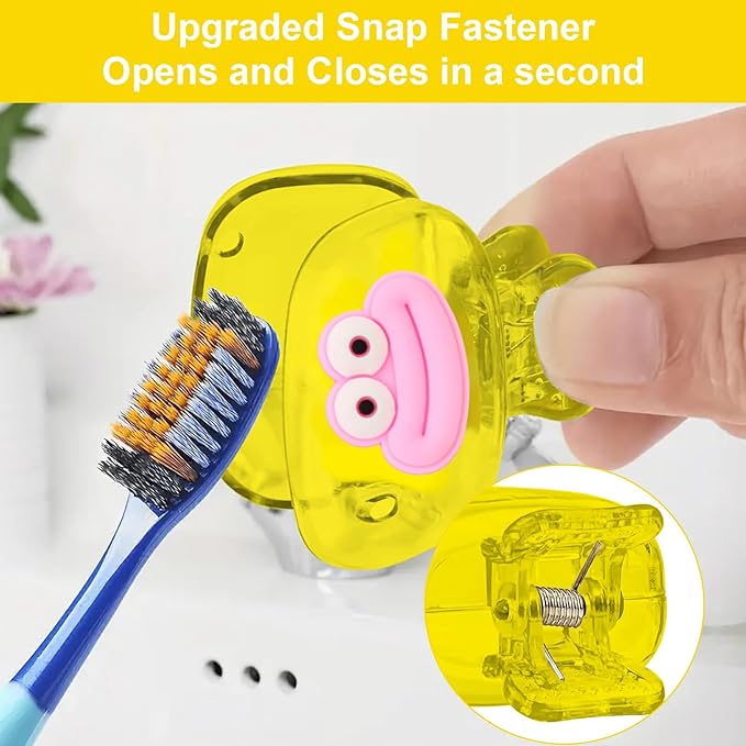 Upgrade Travel Toothbrush Head Covers Toothbrush Protector Cap Brush Pod Case Protective Portable Plastic Clip for Household Travel, Bathroom, School, Camping, Business (L, 4 Pack)
