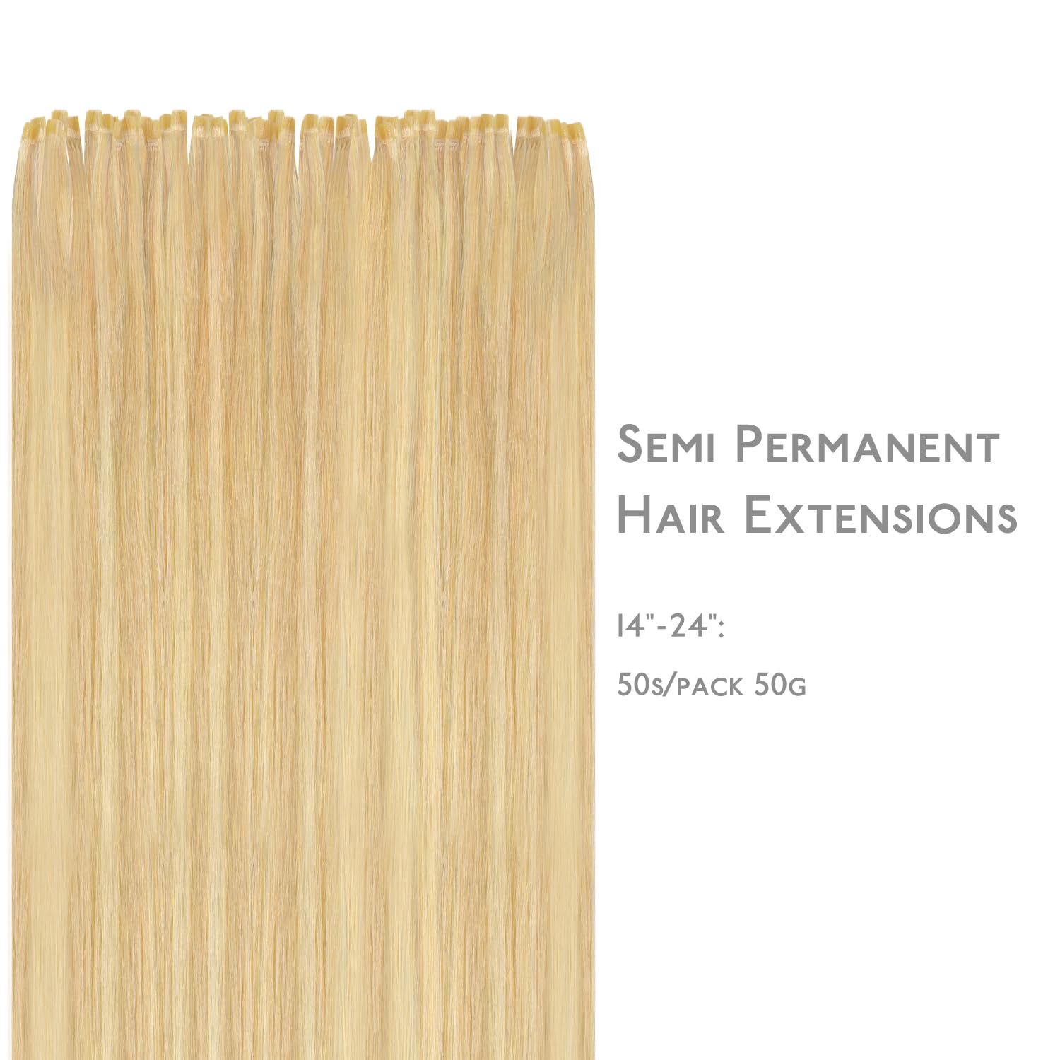 WENNALIFE U Tip Hair Extensions Human Hair, 50g 50s 14 Inch Light Blonde Highlighted Golden Blonde Remy Hair K Tip Hair Extension Real Human Hair Invisible Straight Keratin Hair Extensions