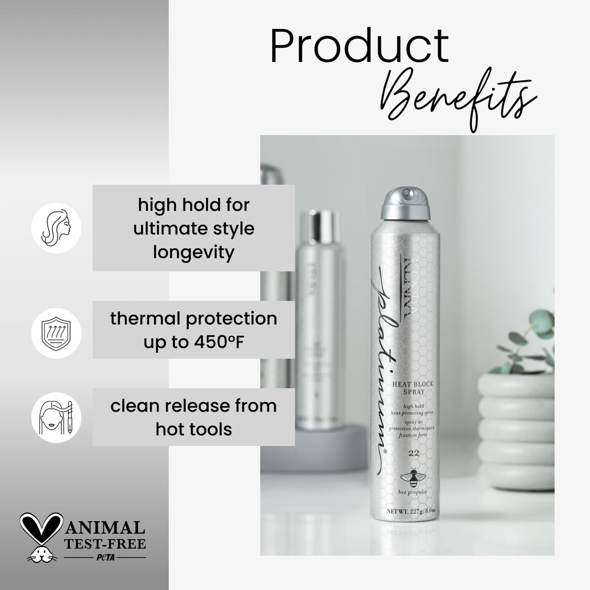 Kenra Professional Platinum Heat Block Spray 22 | Heat Protecting Hairspray | All Hair Types | 8 oz.