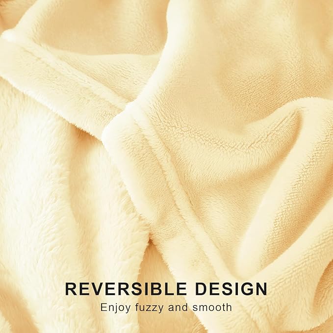 Hansleep Fleece Cream Yellow Throw XL Blanket, Super Soft Flannel Fuzzy Plush Cozy Blanket for All Seasons, Cream Yellow, Throw XL 50x70 Inches