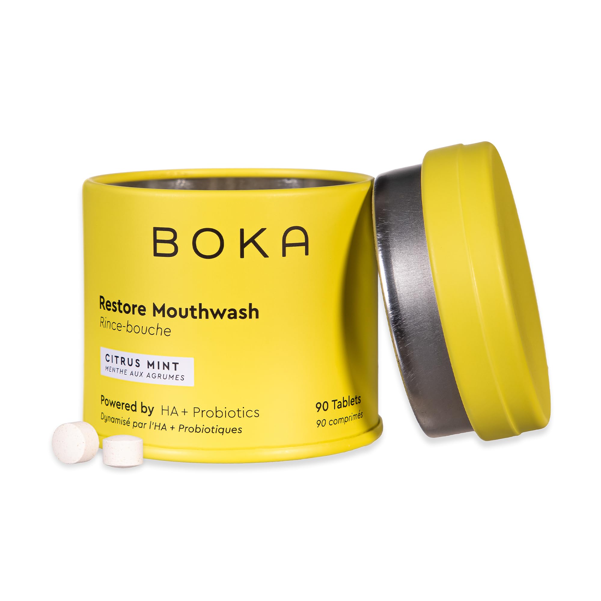 Boka Mouthwash Tablets with Hydroxyapatite - Refreshes Breath - Fluoride Free & Alcohol Free - Travel Size Mouthwash Chewable Tablets - (90 Pcs, Citrus Mint)