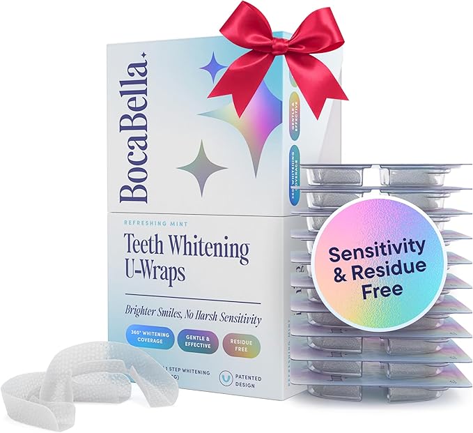 Teeth Whitening U-Wraps – 10 Treatments – 15% Hydrogen Peroxide, Enamel-Safe, No Harsh Sensitivity – Patented Strip Design with Aloe, Calendula & Peppermint – Fast, Even Whitening