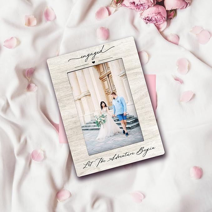 Wedding 4x6 Picture Frame, Engagement Photo Frames, Wedding Gifts for Wife Husband Engaged Couples, Couple Newly Engaged Picture Photo Frames for Desk Decor