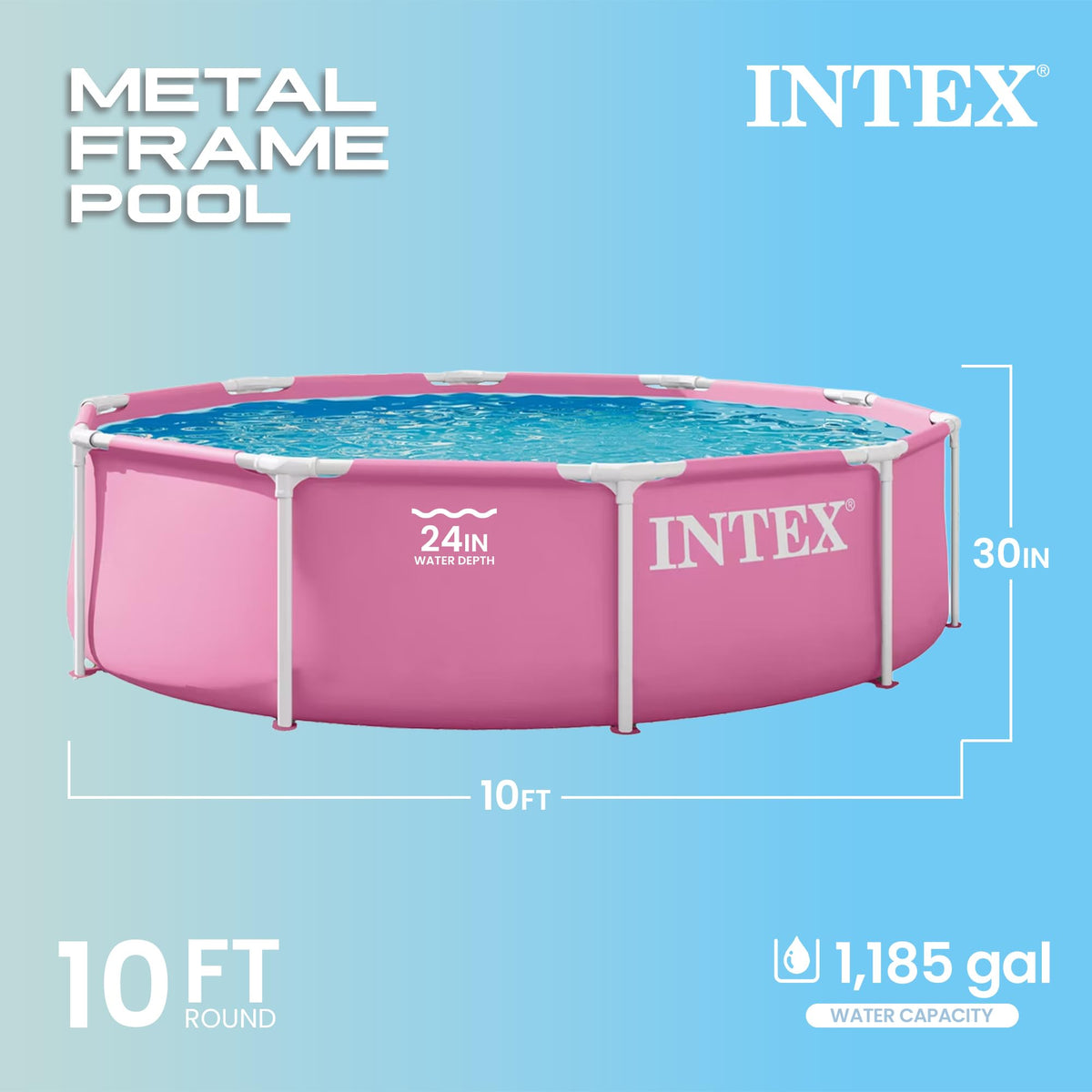 Intex 28295EP 10' x 30" Metal Frame Round Above Ground Swimming Pool - Pool Only